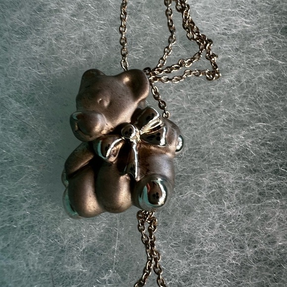 Tiffany and Co Silver Teddy Bear Necklace #925 with box dust bag & shopping bag - Picture 2 of 10
